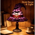 thumbnail image 3 of Witch Hat Lamps, Halloween Table Lamp with Warm Glow, Gothic Witch Decor Night Light, Handcrafted Lamp for Bedroom Desk Bar Party Spooky Home Decoration(Bat), 3 of 12
