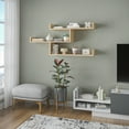 thumbnail image 3 of Ada Home Decor Furniture 47" 3 Tier Oak Wilton Modern Wall Shelf, 3 of 7