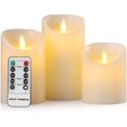 thumbnail image 1 of Vela sin llama Pilar alimentado por batería Cera real Juego de velas eléctricas con temporizador remoto de circulación de 24 horas, 4quot; 5quot; 6quot; Paquete de 3, 11 Feliz Sencillez, 1 of 4