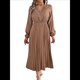thumbnail image 2 of Vestido Informal de Otoño para Mujer, de Larga, con Escote en V y Pliegues, Corte A. Caqui M, 2 of 7