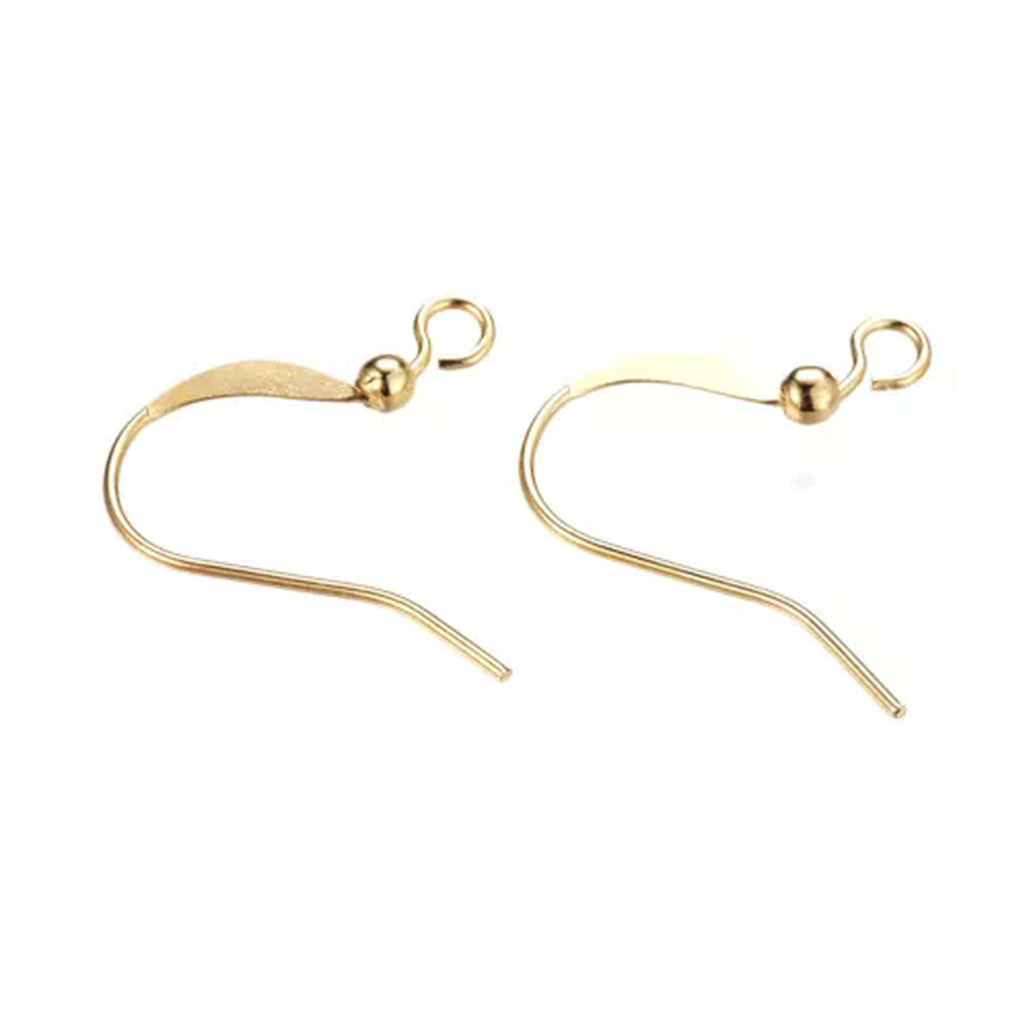 U8MO 1000pcs Brass Earring Hooks Earwire Nickel Free With Beads Loop Earring 15mm-Golden