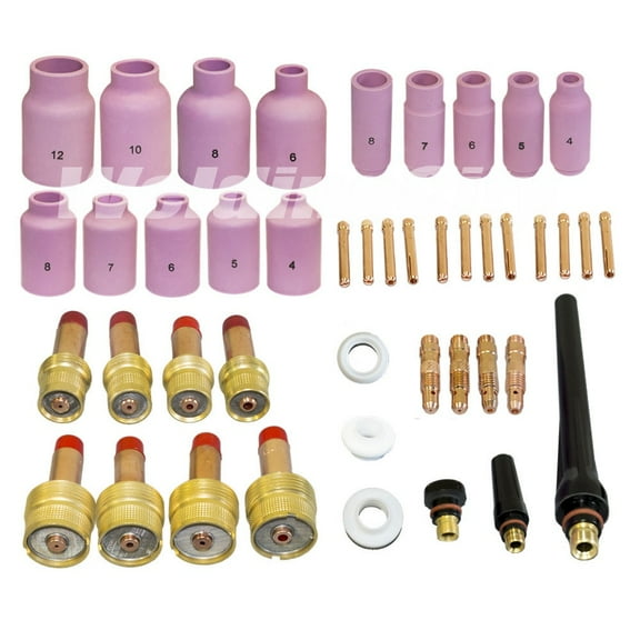 WeldingCity 44-pcs TIG Welding Torch Accessory Kit All Setups .040-1/16-3/32-1/8 for Torch 17, 18 and 26 Weldcraft Miller Lincoln Hobart ESAB