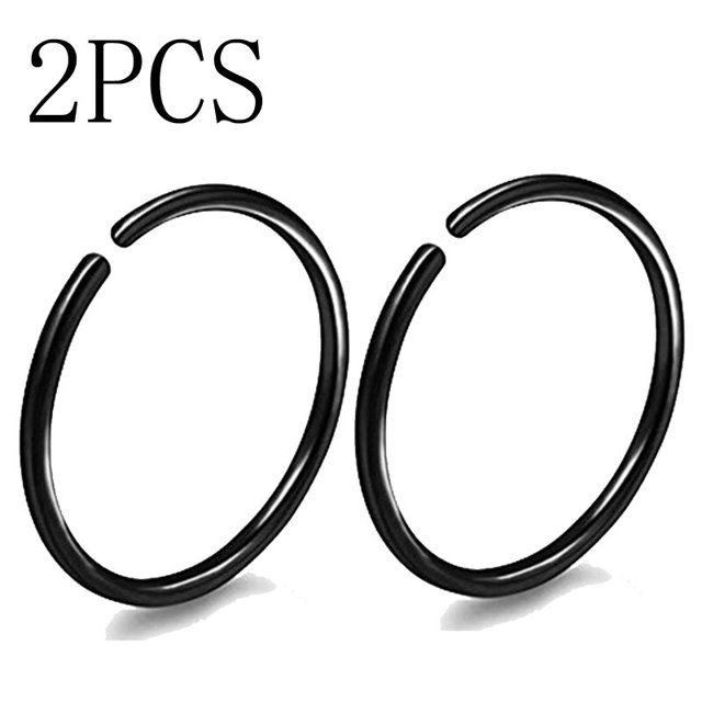 2 uds 20G 0,8mm anillo de nariz falso fino tabique helicoidal Piercing de fosa nasal Labret labio Piercing falso cartílago de titanio pendientes falsos aro Tan Jianjun unisex