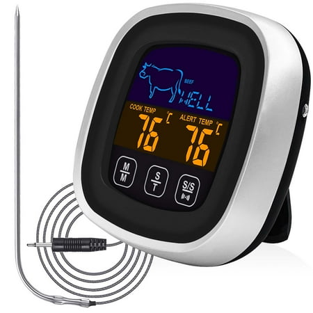 

Kitchen Timer Grill Oven Cooking Thermometer Touch Screen LCD Black Ordinary Probe