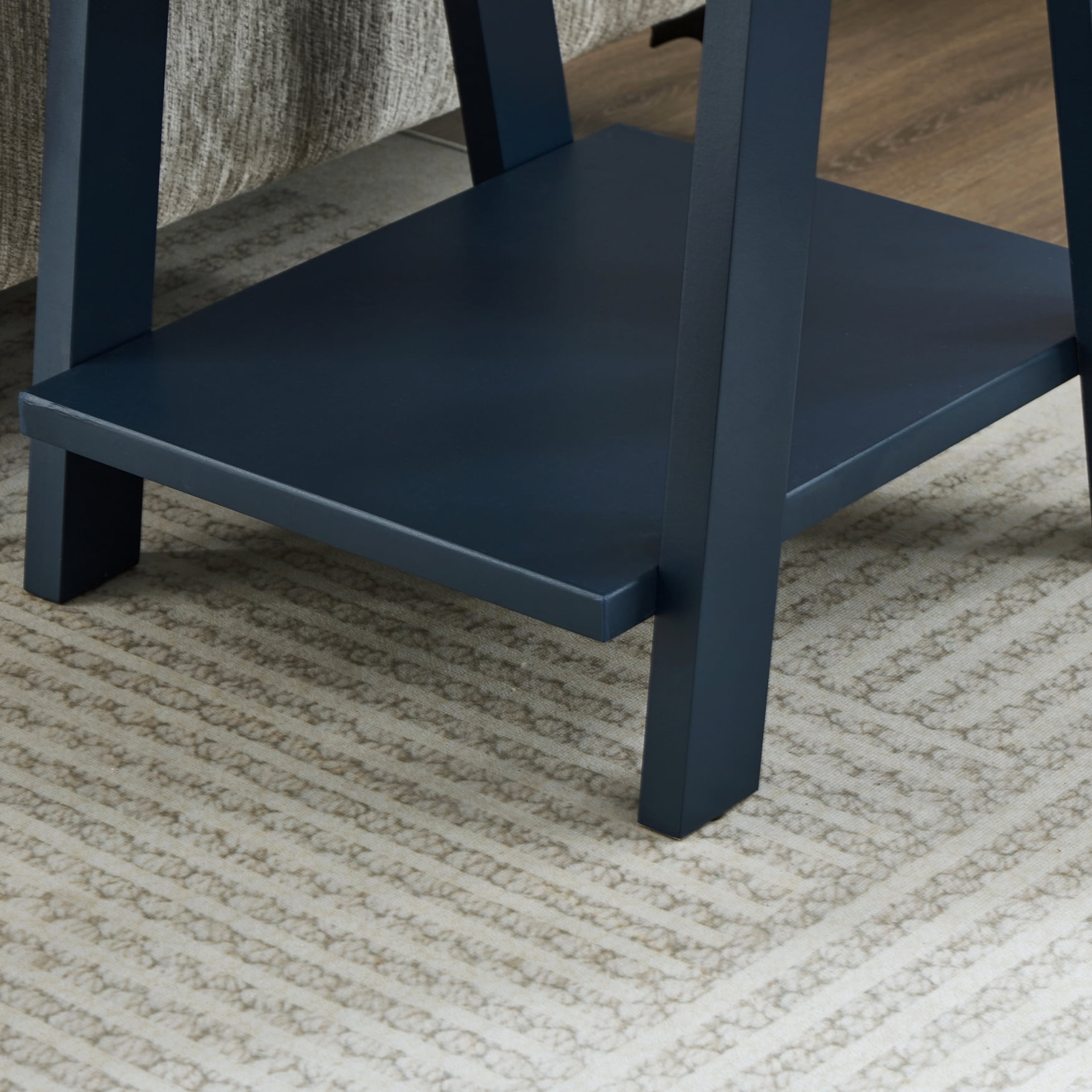 Roundhill Furniture Athens Contemporary Wood Shelf End Table in Navy Blue