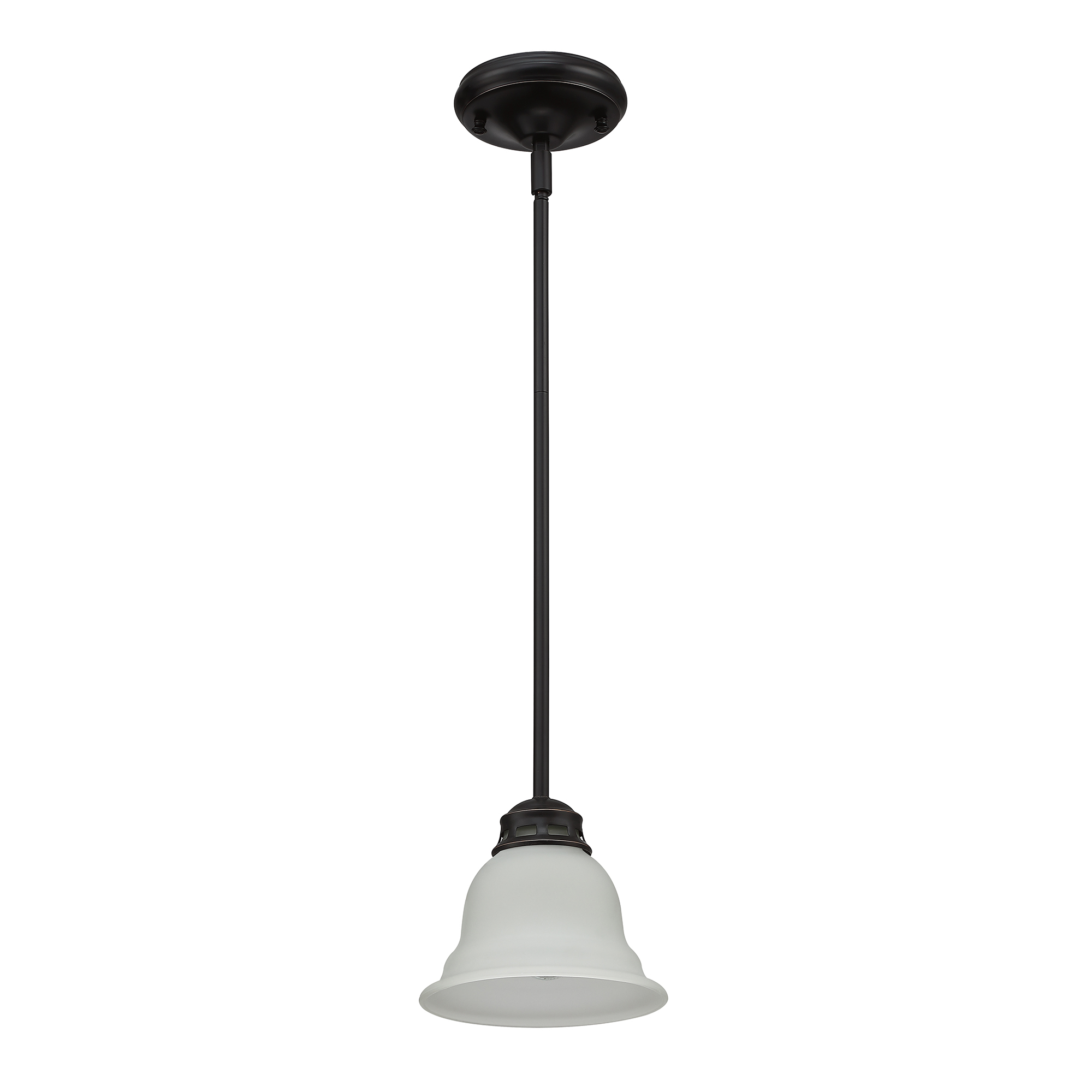Dark Bronze Mini Pendant Lighting Vintage Ceiling Mount Hanging Light Fixture for Kitchen, Living Room, Dining Table, Barswith Glass Bugle Shade