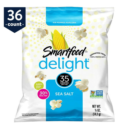 Smartfood Delight Popcorn Snack Pack, Sea Salt, 0.5 oz Bags, 36
