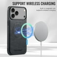 thumbnail image 2 of Compatible with iPhone 17 Pro Max Magnetic Case, Classic Premium PU Leather TPU Hybrid MagSafe Ultra Slim Protective Skin Friendly Shockproof Case Cover for iPhone 17 Pro Max, Black, 2 of 5