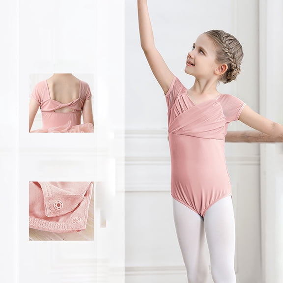 Girls Dance Leotard Romper Ballet Practice Wear Summer Sleeveless Tutu Dress Chinese Performance OutfitPink7-8 Years