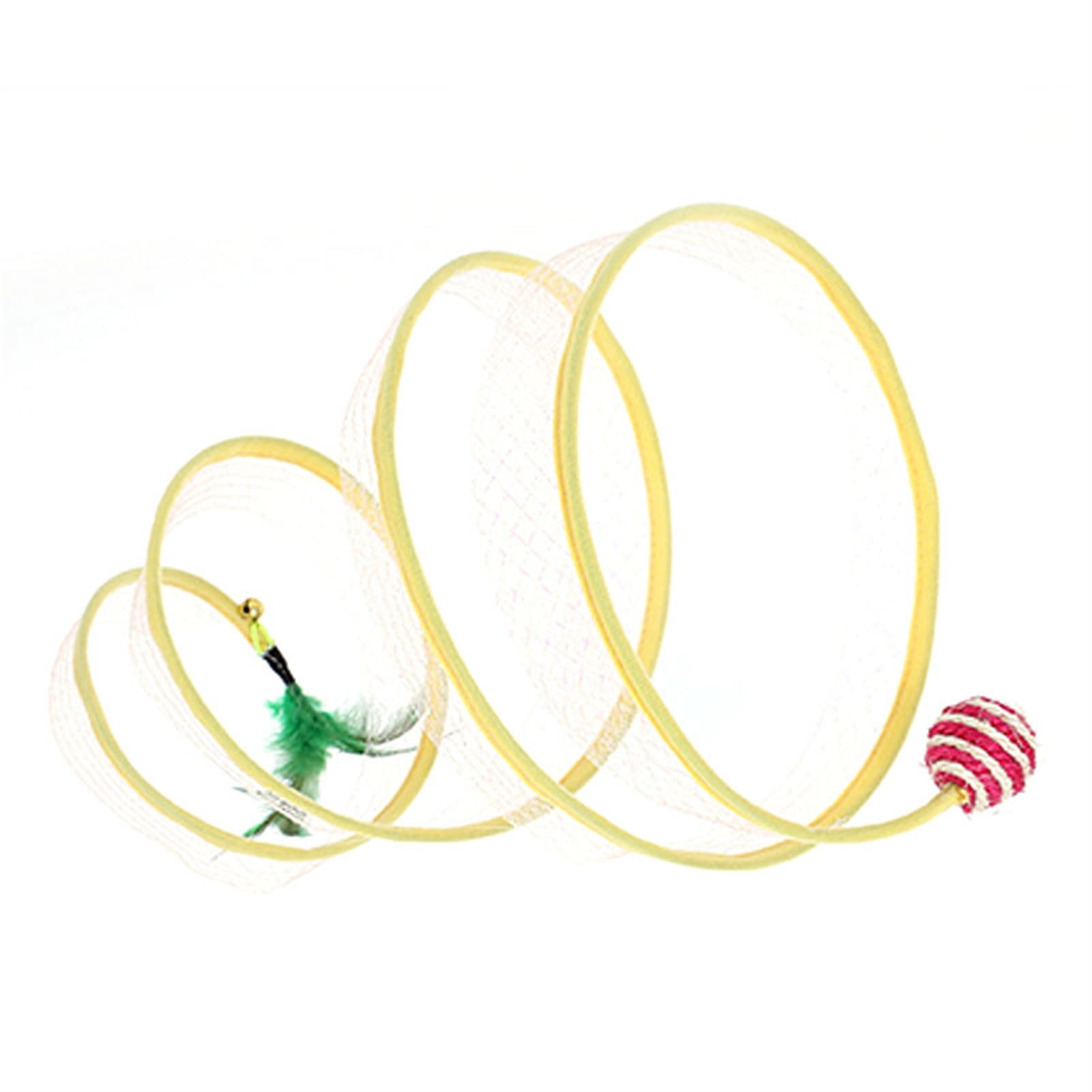 Interactive Cat Toy for Indoor Adventure, Portable Cat Tunnel with Feather Mouse Toys for Self-play Entertainment and Collapsible Design for Easy Storage, Safe and Odorless
