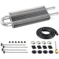 thumbnail image 2 of Universal 5 16 inch transmission oil cooler kit with 2-row 2-way pipes and fin oil silver-, 2 of 2