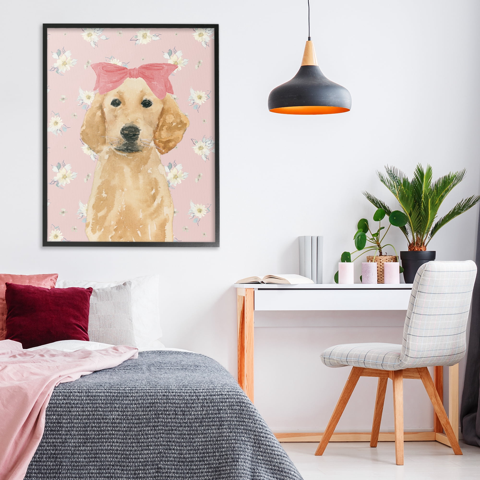 Stupell Industries Picture Ready Retriever Black Framed Giclee Art, design by Lucille Price
