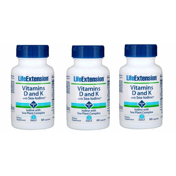 Life Extension Vitamins D and K with SeaIodine, 60 Capsules 3