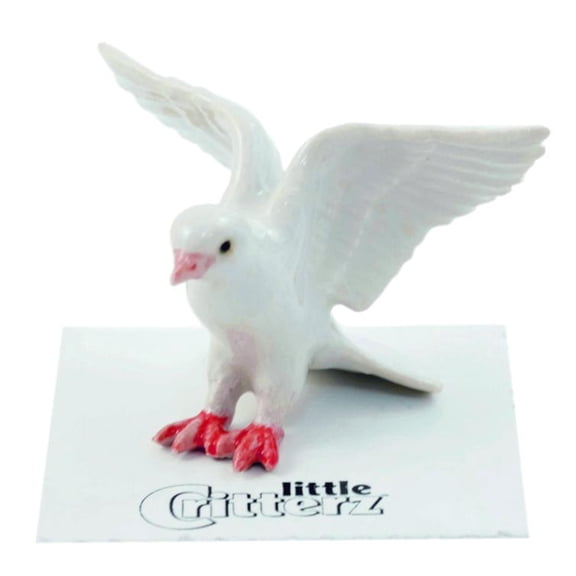 Little Critterz Dove - White Dove "Messenger" - Hand-painted Home Decor Animal Decorative Figurine Birthday Gift - Miniature Porcelain Figurine