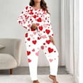 thumbnail image 2 of Womens Plus Size Pajamas Set Valentine's Day Heart Printed Pajama 2 Piece Long Sleeve Sleepwear Top Pants Warm Soft Graphic Lounge Sets Pjs Funny Holiday Outfits Lover Gift for Wife Red XXXL, 2 of 6