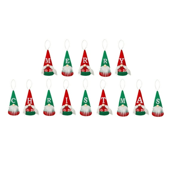 Uxgjfwu Christmas Gnome Ornaments, 14 PCS Faceless Merry Christmas Hanging Letters Set for Tree Home Party Decor