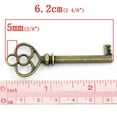 thumbnail image 3 of P746 - LARGE - 10 pcs. Antique Bronze Filigree Keys Charms Pendants - 62mm X 21mm (2.44"x 0.83") - Heart Design, 3 of 3