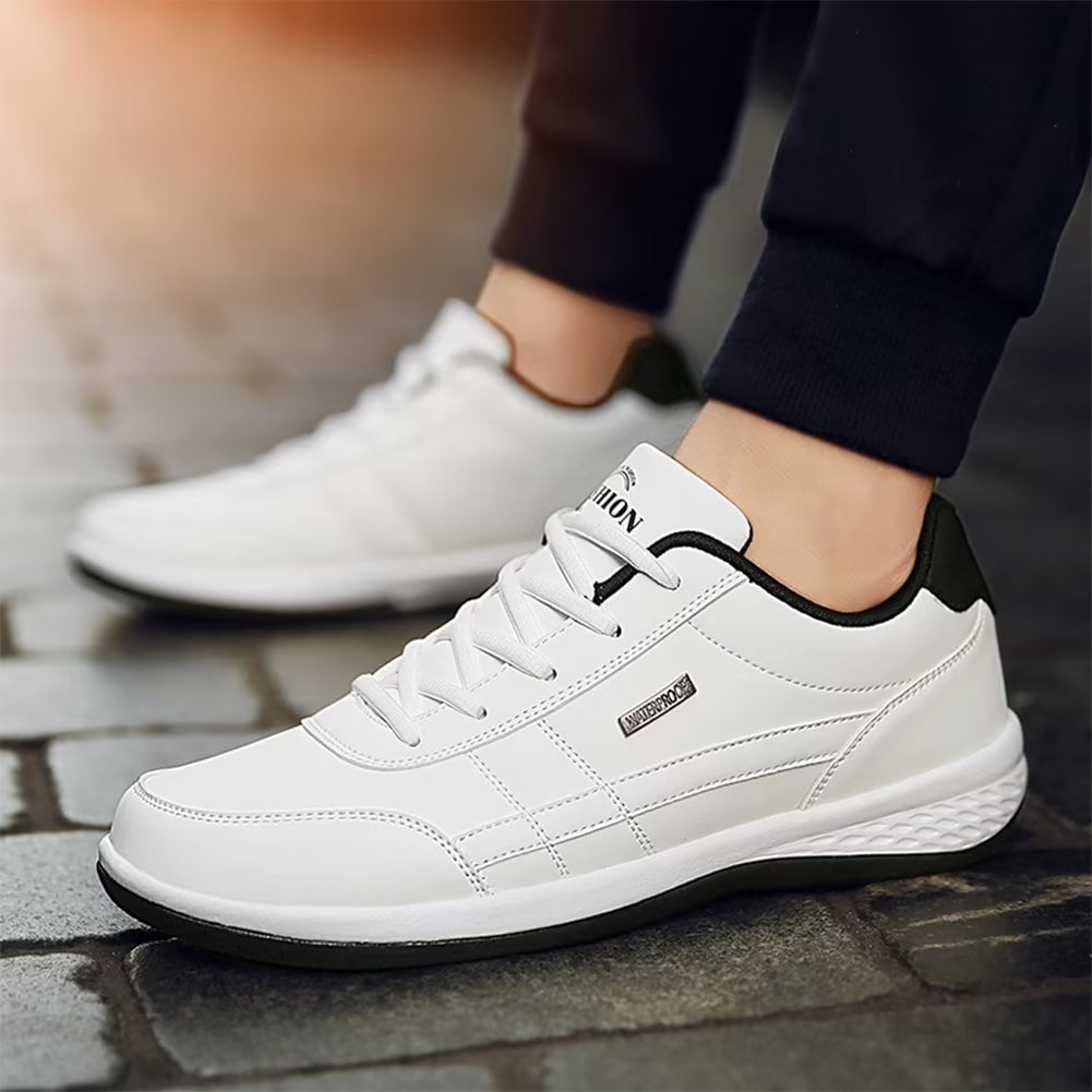 Dumajo Mens Shoes Fashion Running Sneaker Casual Leather Sport Shoes Breathable Comfortable Walking Shoes
