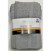 Mainstays 10 Piece Bath Towel Set with Upgraded Softness & Durability, Grey