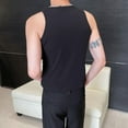 thumbnail image 4 of Men's Sequin Vest Solid Color Sequin Splicing Elastic Skinny Round Neck Vest Men's Stagewear, 4 of 5