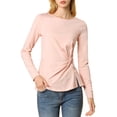 thumbnail image 2 of INSPIRE CHIC Women's Round Neck Front Twist Long Sleeve Blouse Tops, 2 of 7