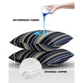thumbnail image 4 of Outdoor Pillow Covers Pack of 2, Abstract Blue-brown Stripes Waterproof Throw Pillowcase Cushion Cases, Black White Geometric Decorative Pillow Cover for Couch Sofa Home Bed Patio, 4 of 6