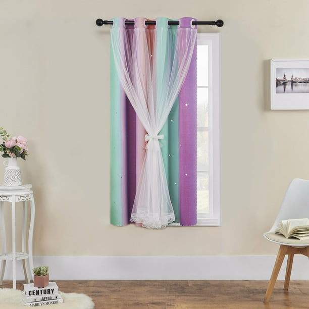 Cortinas XiDi para decoración de habitación infantil para dormitorio de niñas, 42 x 132 cm