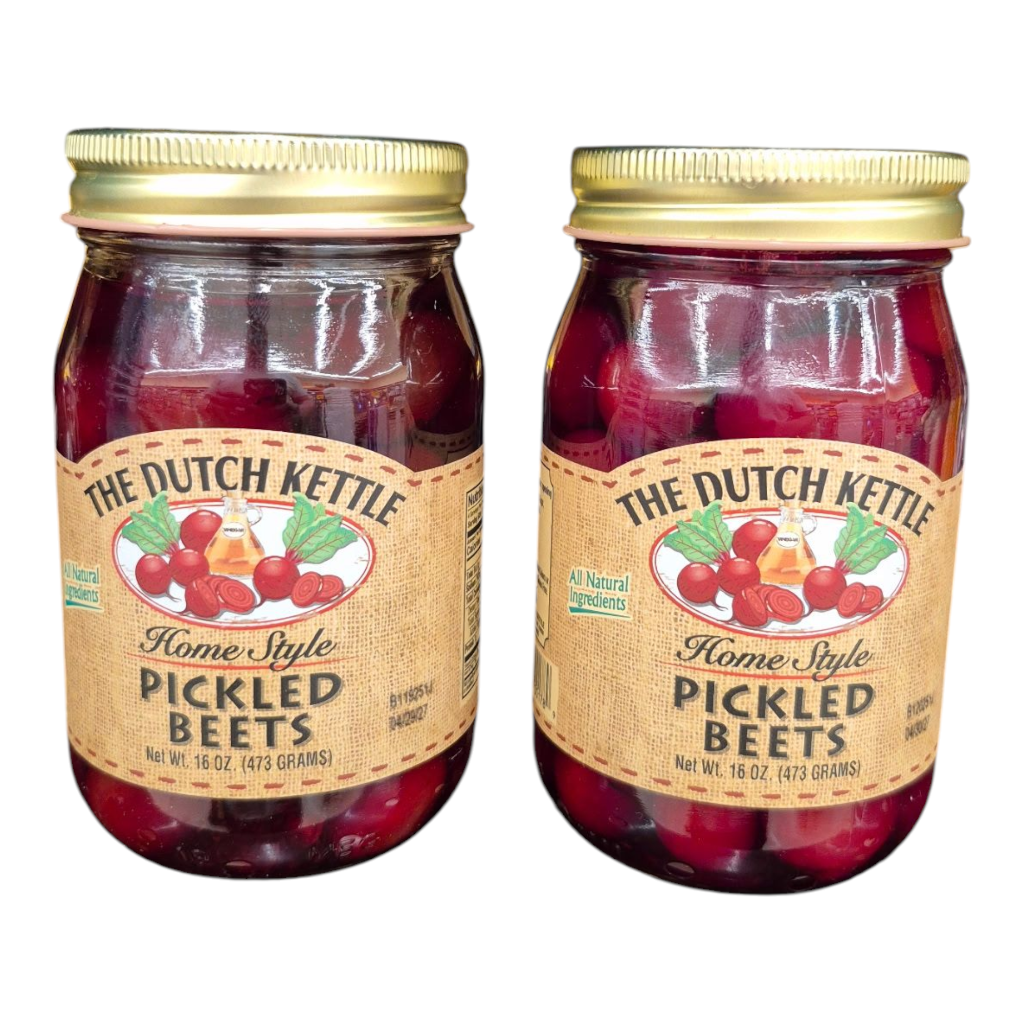 The Dutch Kettle Amish Homemade Pickled Beets – From the Finest Ingredients – Non-GMO – Preservative Free – Traditional Recipe for Authentic Flavor – 2 Pack (16 oz Glass Jars)