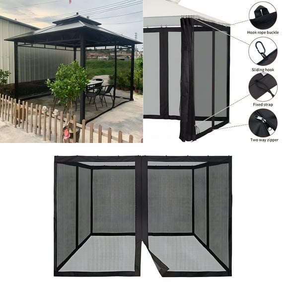 LAMIRO Mosquito Netting with 4 Side Zipper for Universal Outdoor Canopy Tent, DIY Curtain Style Canopy Screen Walls (Only Mosquito Net)