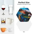 thumbnail image 6 of Zufioo Ice Blue Ocean Sea Turtle Print Leather Coaster Set, Decorative PVC Coasters 4-pack - Scald and Stain-resistant, Suitable for Home, Cafes, Restaurants-Hexagon, 6 of 6