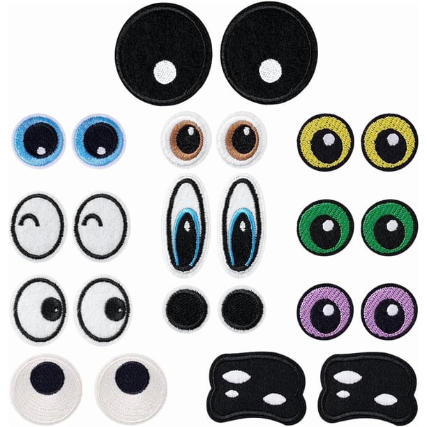 12 pares de parches termoadhesivos con forma de ojos de dibujos animados para coser o planchar, parches bordados para manualidades, bonitos apliques bordados, parches decorativos.