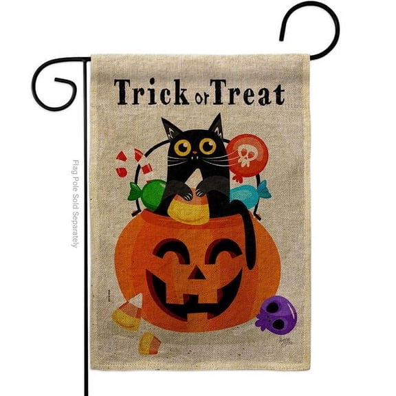 Breeze Decor G120267-DB Silly Halloween Kitty Falltime 13 x 18.5. in. Double-Sided Decorative Horizontal House Garden Flag for Decoration Banner Yard Gift