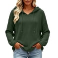 thumbnail image 3 of Womens Pullover Hoodies Zaewscy Women's Fall Casual Hooded V Neck Long Sleeve Sweatshirt Army Green M, 3 of 7