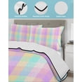 thumbnail image 4 of Pink Blue Twin XL Size Down Alternative Comforter,Lightweight Comforter Quilt Bedding Set with Pillow Shams Buffalo Plaid Checker Modern Gingham Lattice All Seasons Bed Comforter Duvet Insert 68"x98", 4 of 7