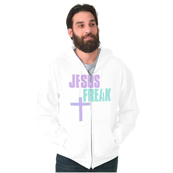 Christian Faith Jesus Freak Cross Zip Up Hoodie Men's Women's Brisco Brands S
