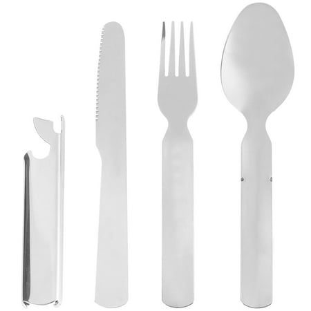 

1 Set 3pcs Portable Utensils Travel Camping Cutlery Set 3-Piece Including Fork Spoon Stainless Steel Flatware Set (Silver)