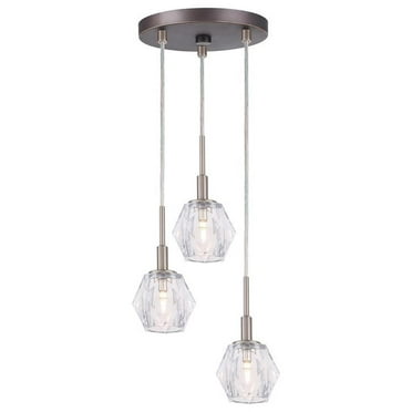 Woodbridge Lighting Jewel 3-Light Crystal/Metal Cluster Pendant in Nickel/Bronze