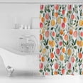 thumbnail image 4 of Extra Long Shower Curtain 72x96 Inch, Summer Fruits Shower Curtain Waterproof Bathroom Decor Orange Peach Green Botanical Spring Fabric Bath Curtain Set Accessories with Hooks, 4 of 6