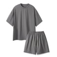 thumbnail image 2 of Maqroz Plus Size 2 Piece Sets for Men Oversized T-Shirt and Shorts Set Drop Shoulder Casual Tee with Elastic Waist Short Pants Lightweight Soft Everyday Loungewear, 2 of 6