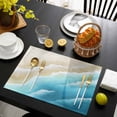 thumbnail image 3 of Blue Ombre Beach Placemats Set of 4, Ocean Coastal Gradient Waves Summer Placemats for Dining Table, Place Mats for Kitchen Tabletop, Waterproof Wipeable Dining Table Mats Set, 3 of 9