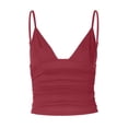 thumbnail image 5 of Wang6 Ribbed Cropped Camisole Tops for Women Sleeveless Deep V Neck Spaghetti Strap Cami Tops Tshirts Causal Slim Summer Tops Tees Red S, 5 of 5