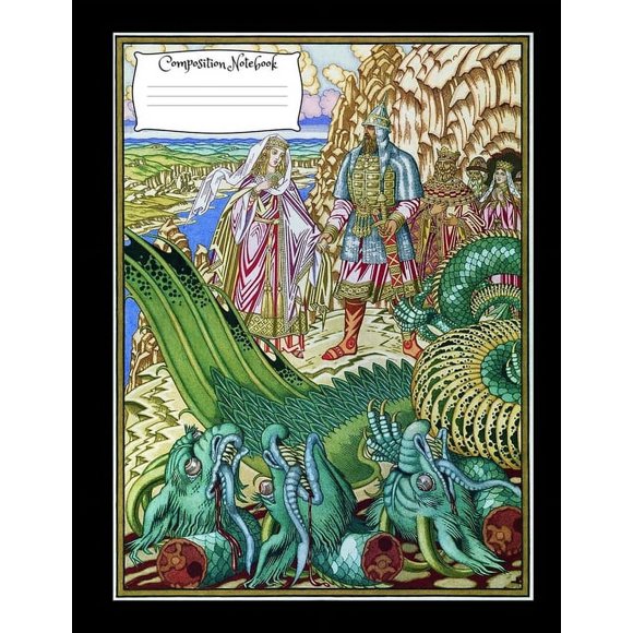 Dragon Composition Notebook: 8.5 x 11 Vintage fantasy art cover composition notebook / Journal 150 lined college ruled pages, dragon medieval softcover book. (Volume 10) (Paperback)