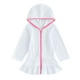 thumbnail image 2 of XXWXYD Girls’ Terry Cloth Hooded Beach Cover Up with Pockets, Zip Up Cotton Bathrobe Swimsuit Coverups for Summer, QuickDry Bathing Suit Dress Short Sleeve Swim Dress for Kids Pool Par𝗍y, 2 of 5