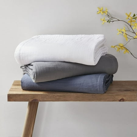 UPC: 0086569463395 | Clean Spaces Casual Cotton Solid Gauze Blanket with Blue Finish LCN51N-0028