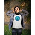 thumbnail image 2 of Oriental Flower In Bright Blue T-Shirt Women -Image by Shutterstock, Female Small, 2 of 4