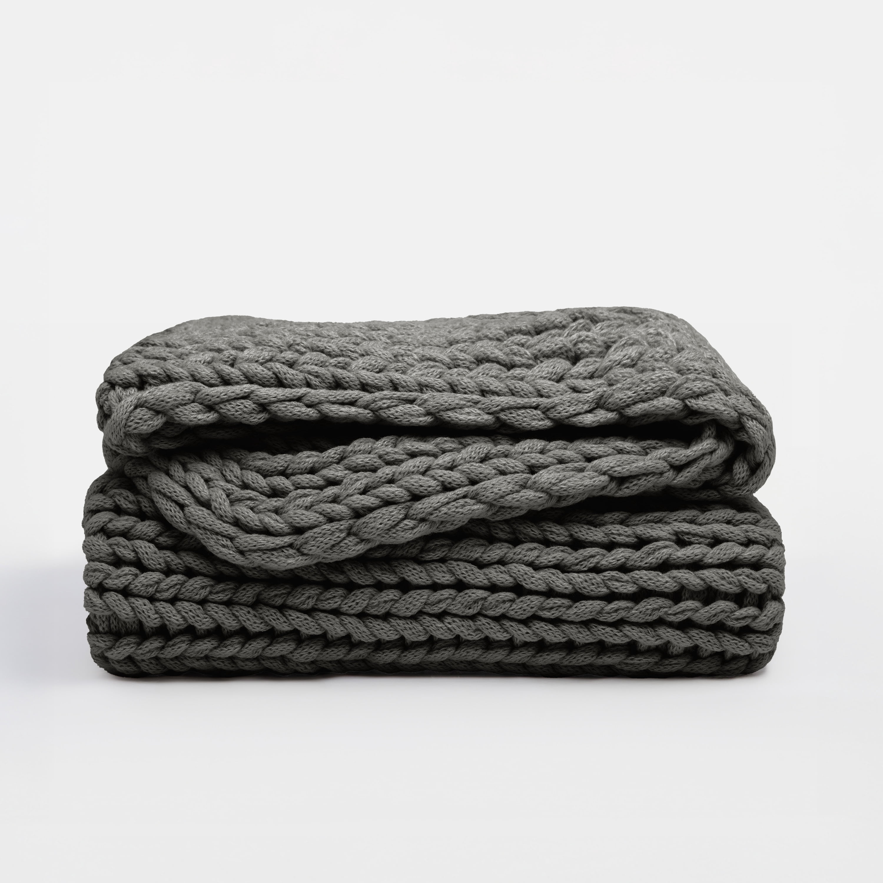 Comfort Canopy - Throw Blanket, Gray Chunky Soft Acrylic Hand-Knit