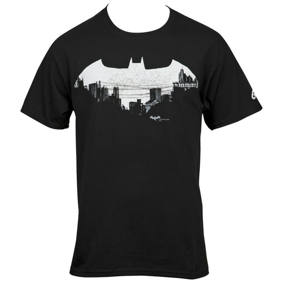 Batman Gotham Cityscape in Symbol T-Shirt-Large