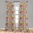 thumbnail image 5 of Ambesonne Owl Curtains, Cartoon Flying Animals, Pair of 28"x63", Multicolor, 5 of 5