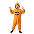 thumbnail image 2 of Kids Pumpkin Onesie Halloween, Orange Face Warm Jumpsuit for Boys and Girls, 2 of 4