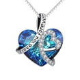 thumbnail image 3 of Blue Crystal Heart I Love You Forever Anti-Tarnish Necklace Pendant Jewelry J-231-Blue, 3 of 4